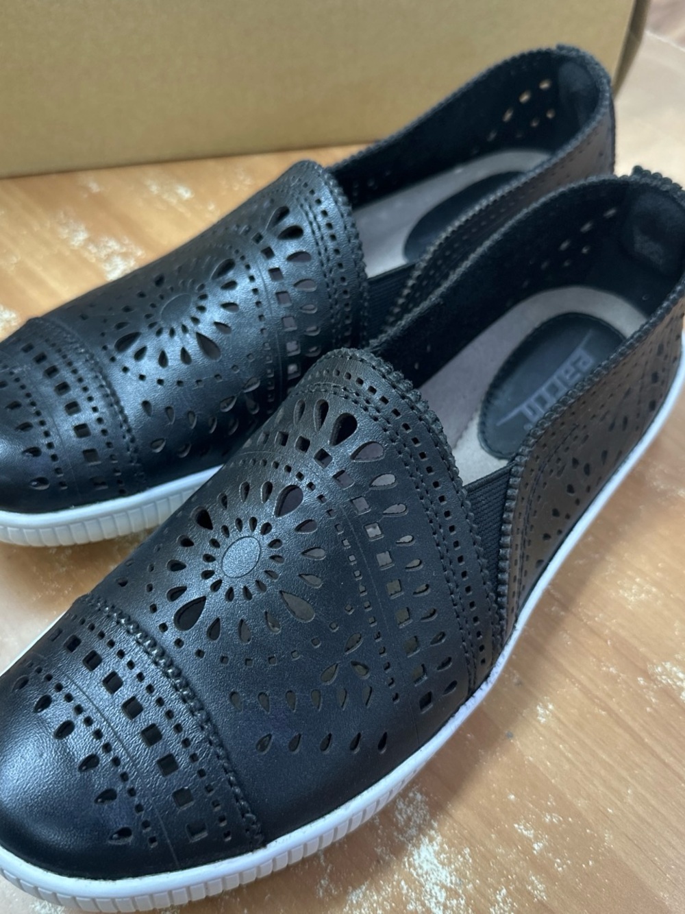 Earth Women's Black Perforated Slip-On Loafers